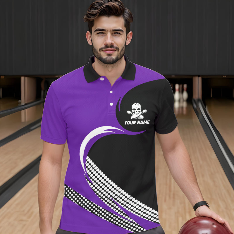 Custom Purple Skull Bowling Shirt Polo Bowling Jersey for Men Women Bowling Outfit QZT671