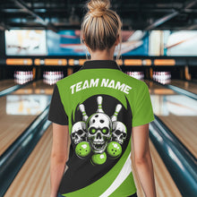 Load image into Gallery viewer, Custom Green Skull Bowling Shirt Polo Bowling Jersey for Men Women Bowling Outfit QZT671