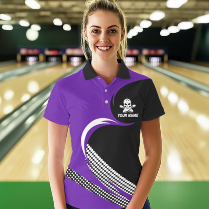 Custom Purple Skull Bowling Shirt Polo Bowling Jersey for Men Women Bowling Outfit QZT671