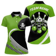 Load image into Gallery viewer, Custom Green Skull Bowling Shirt Polo Bowling Jersey for Men Women Bowling Outfit QZT671