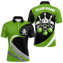 Load image into Gallery viewer, Custom Green Skull Bowling Shirt Polo Bowling Jersey for Men Women Bowling Outfit QZT671