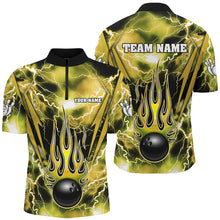 Load image into Gallery viewer, Personalized Thunder Bowling Shirt for Men Flame Bowling Team Jersey 1/4 Zip Shirt QZT277