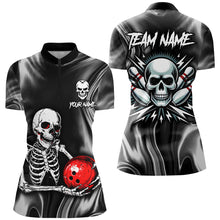 Load image into Gallery viewer, Skull Bowling Shirt for Women Custom Bowling Jersey Bowling 1/4 Zip Shirt Bowling Team League QZT293