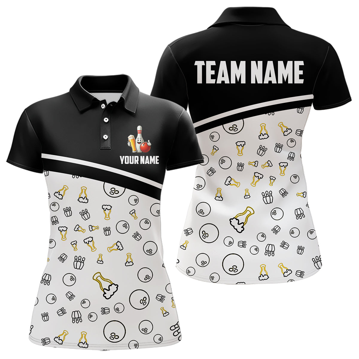 Custom Beer Bowling Shirt for Men Women Polo Bowling Team Jersey QZT612