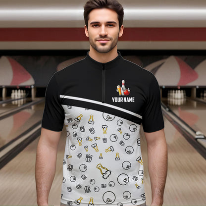 Custom Beer Bowling Shirt for Men Women Quarter-Zip Bowling Team Jersey QZT612