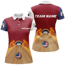 Load image into Gallery viewer, Personalized Bowling Shirt with Name Polo Bowling Jersey for Women Flame Bowling Shirt Unisex QZT286