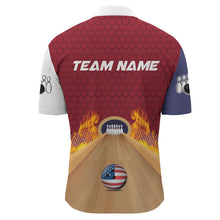 Load image into Gallery viewer, Personalized Bowling Shirt with Name Quarter-Zip Bowling Jersey for Men Flame Bowling Shirt Unisex QZT286