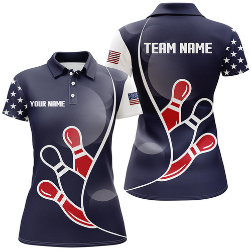 US Flag Bowling Shirt Custom Bowling Team Jersey Polo Bowling Shirt for Women Bowlers Jersey QZT291