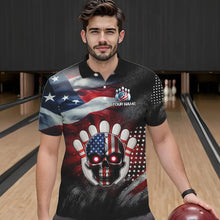 Load image into Gallery viewer, US Flag Bowling Polo Shirt for Men and Women Custom Bowling Team League QZT600