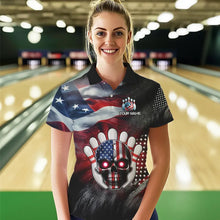 Load image into Gallery viewer, US Flag Bowling Polo Shirt for Men and Women Custom Bowling Team League QZT600