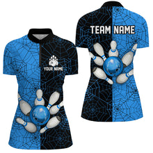 Load image into Gallery viewer, Custom Camo Quarter Zip Bowling Shirt Women Spider Bowling Team Jersey Multicolor QZT458