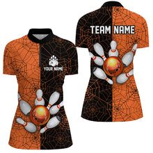 Load image into Gallery viewer, Custom Camo Quarter Zip Bowling Shirt Women Spider Bowling Team Jersey Multicolor QZT458