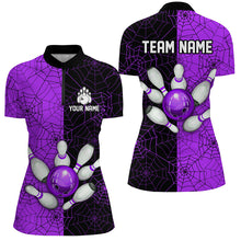 Load image into Gallery viewer, Custom Camo Quarter Zip Bowling Shirt Women Spider Bowling Team Jersey Multicolor QZT458