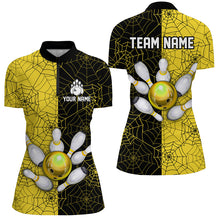 Load image into Gallery viewer, Custom Camo Quarter Zip Bowling Shirt Women Spider Bowling Team Jersey Multicolor QZT458