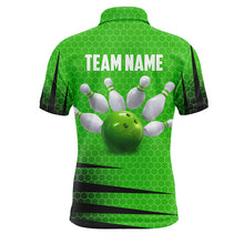 Load image into Gallery viewer, Personalized Bowling Jersey Green Bowling Shirt for Men Bowling Team League Polo Shirt QZT270