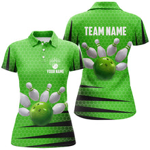 Load image into Gallery viewer, Personalized Bowling Jersey Green Bowling Shirt for Women Bowling Team League Polo Shirt QZT270