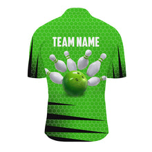 Load image into Gallery viewer, Personalized Bowling Jersey Green Bowling Shirt for Men Bowling Team League 1/4 Zip Shirt QZT270