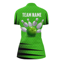 Load image into Gallery viewer, Personalized Bowling Jersey Green Bowling Shirt for Women Bowling Team League 1/4 Zip Shirt QZT270