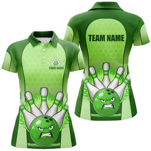 Load image into Gallery viewer, Personalized Bowling Shirt Green Women Polo Bowling Jersey Bowling Team League Unisex QZT278