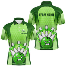 Load image into Gallery viewer, Personalized Bowling Shirt Green Men Polo Bowling Jersey Bowling Team League Unisex QZT278