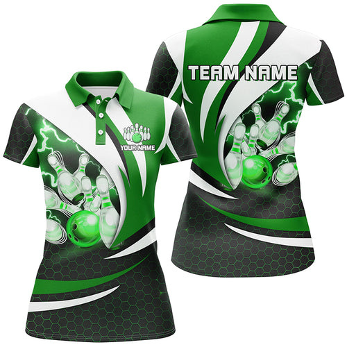 Personalized Bowling Shirt for Women Polo Camo Thunder Bowling Team League QZT429