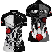 Load image into Gallery viewer, Skull Bowling Shirt for Women Custom Bowling Jersey Bowling 1/4 Zip Shirt Bowling Team League QZT293