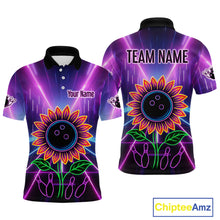 Load image into Gallery viewer, Custom Neon Lightning Sunflower Bowling Shirt Bowling Team Jersey for Men Bowling Polo &amp; 1/4-Zip QZT770