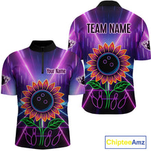 Load image into Gallery viewer, Custom Neon Lightning Sunflower Bowling Shirt Bowling Team Jersey for Men Bowling Polo &amp; 1/4-Zip QZT770