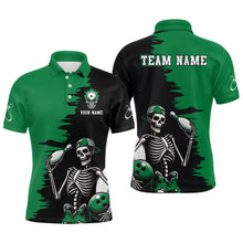 Load image into Gallery viewer, Personalized Skeleton Bowling Shirt for Men Skull Bowling Jersey Polo Bowling Shirt QZT407