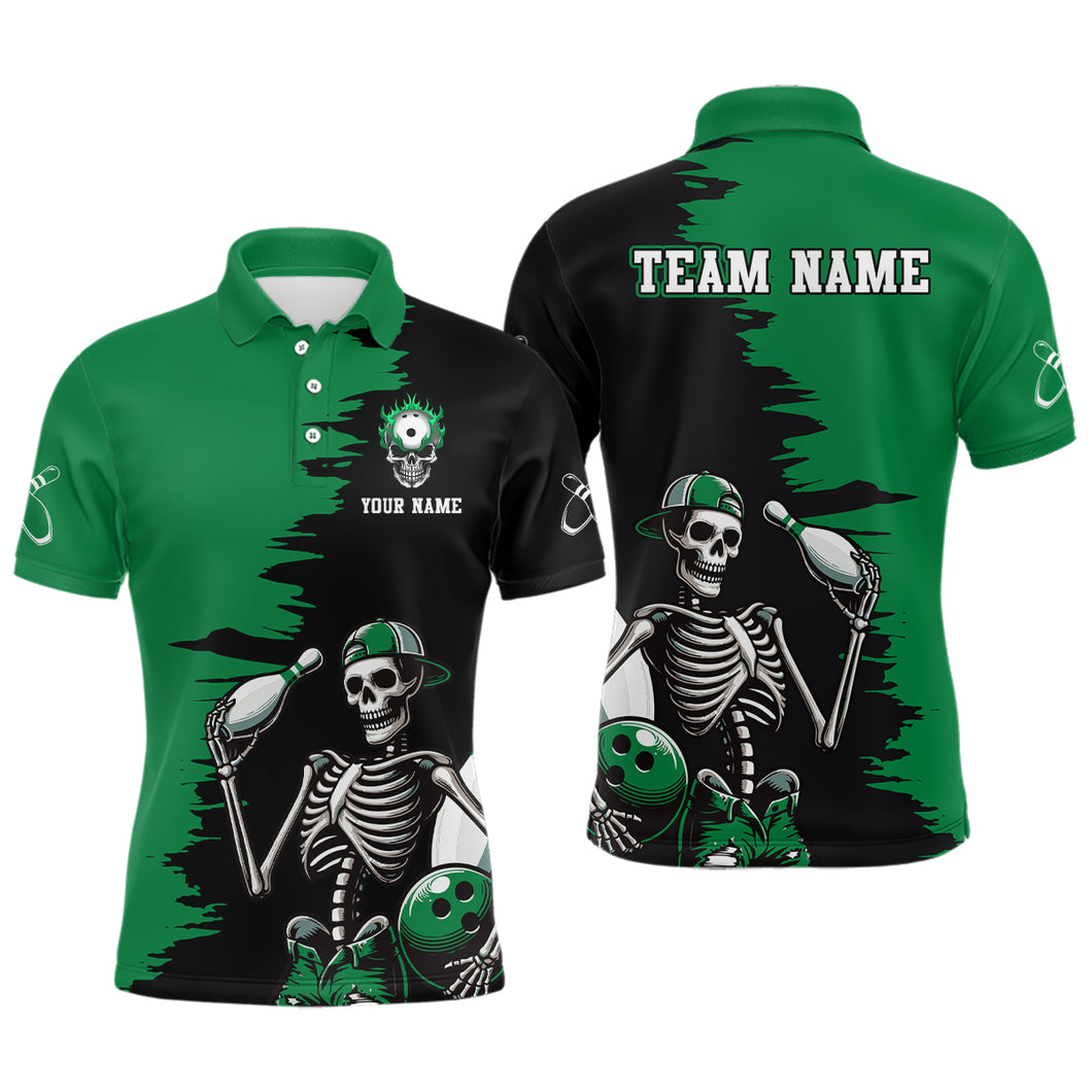 Personalized Skeleton Bowling Shirt for Men Skull Bowling Jersey Polo Bowling Shirt QZT407