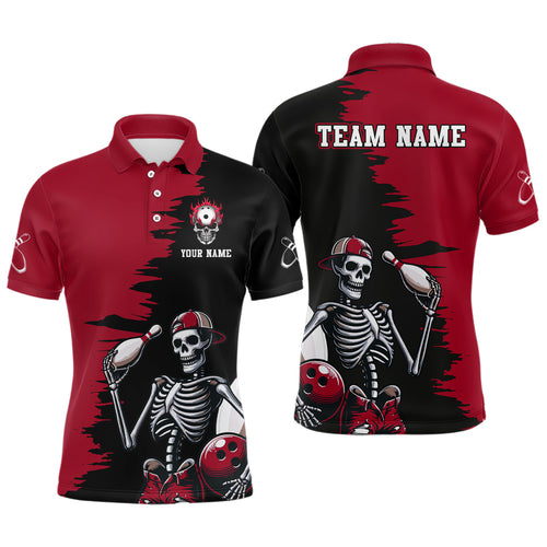 Personalized Skeleton Bowling Shirt for Men Skull Bowling Jersey Polo Bowling Shirt QZT407