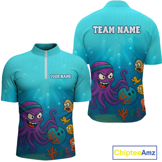 Custom Octopus Bowling Shirt for Team Bowling Jersey for Men Bowling Accessories QZT769