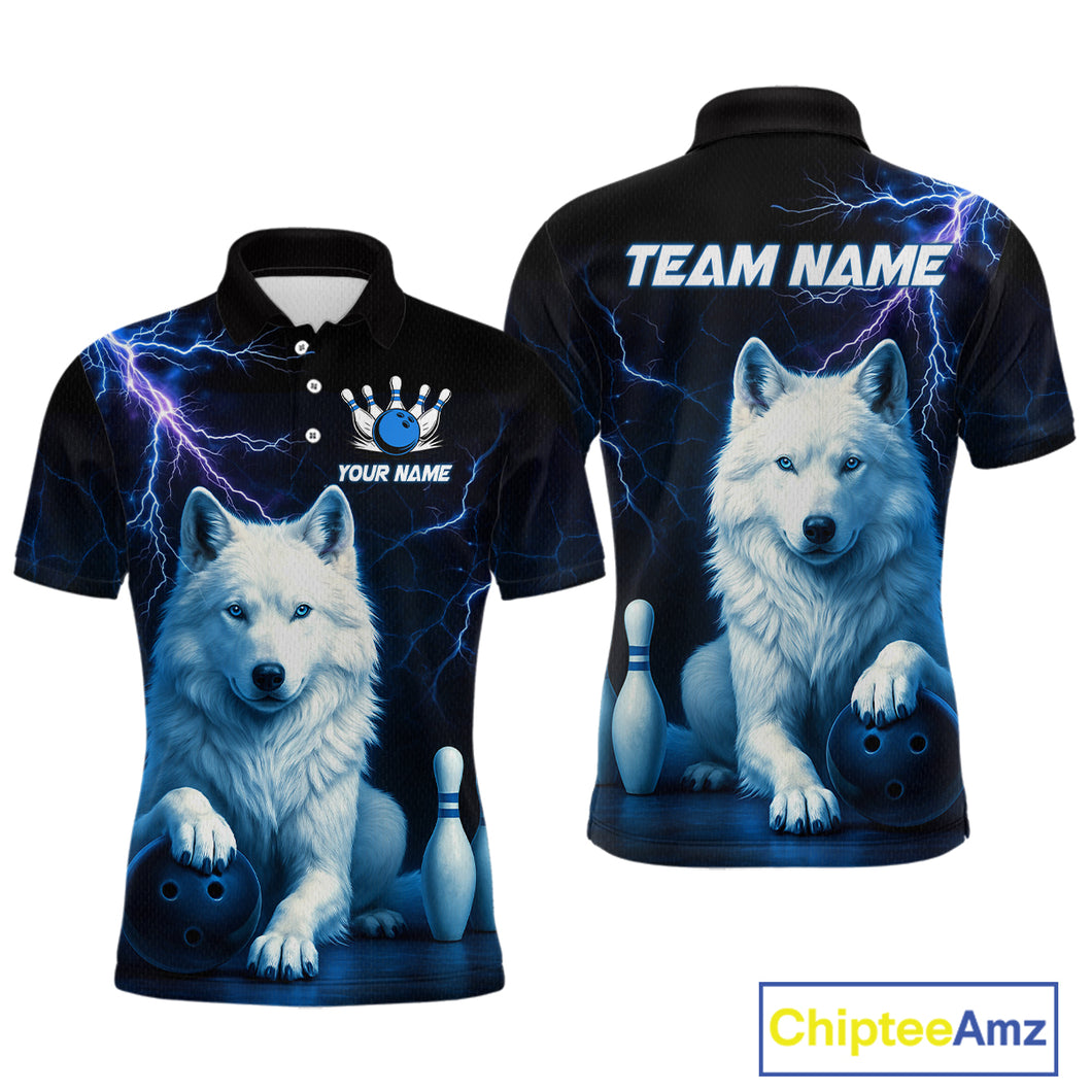 Custom Bowling Shirts for Men White Wolf Bowling Polo & Quarter-Zip Jersey Thunder Bowling Outfit QZT701