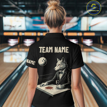 Load image into Gallery viewer, Personalized Black Wolf Bowling Jersey for Women Bowling Team Shirt Polo &amp; 1/4-Zip Bowling Unisex QZT702