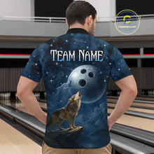 Load image into Gallery viewer, Custom Blue Bowling Shirt Wolf Bowling Team Jersey for Men Polo &amp; 1/4 Zip Bowling Outfit QZT703