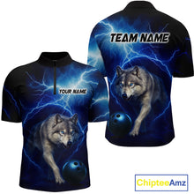 Load image into Gallery viewer, Custom Bowling Shirts for Men Thunder Bowling Jerseys Bowling Team League Polo &amp; Quarter-Zip QZT704