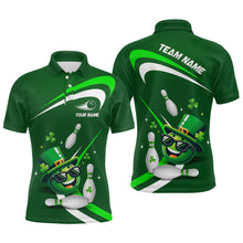 Load image into Gallery viewer, Custom Green St Patrick Day Bowling Shirt Lucky Funny Polo Bowling Jersey QZT623