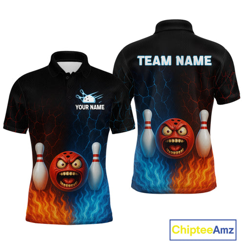 Custom Crazy Bowling Shirt for Team Flame & Water Bowling Jersey for Men Bowling Unisex QZT745