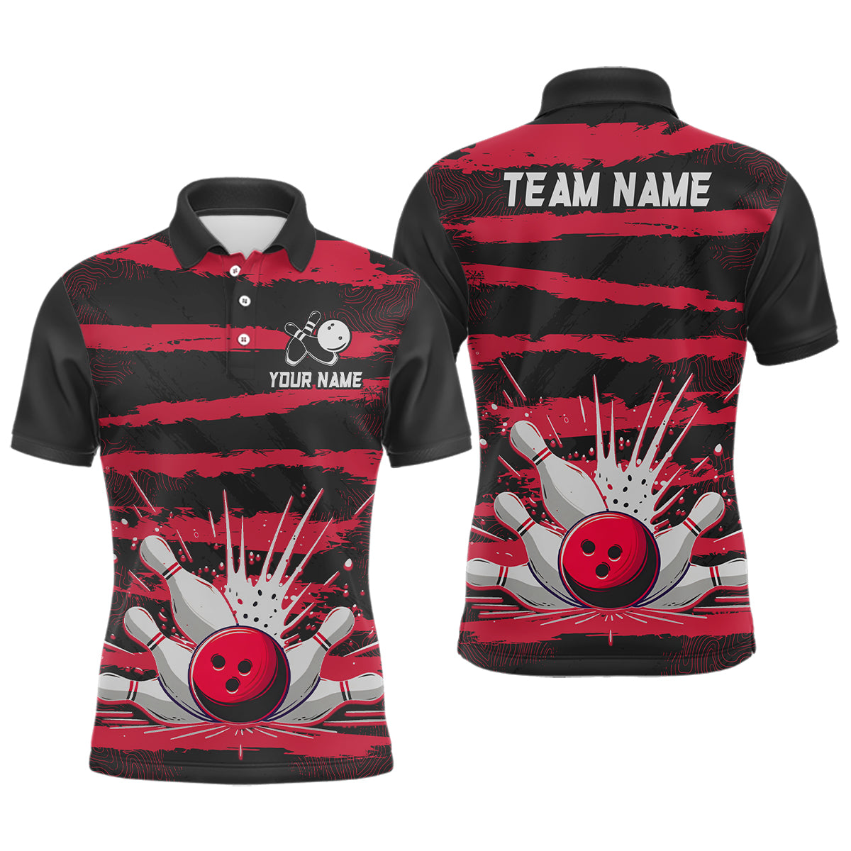 Men Camo Bowling Shirts Polo Custom Bowling Team Jersey League Multicolor QZT472