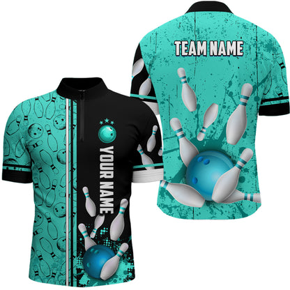 Custom Men Bowling Team Shirts Quarter Zip Bowling Jersey League Muticolor QZT474