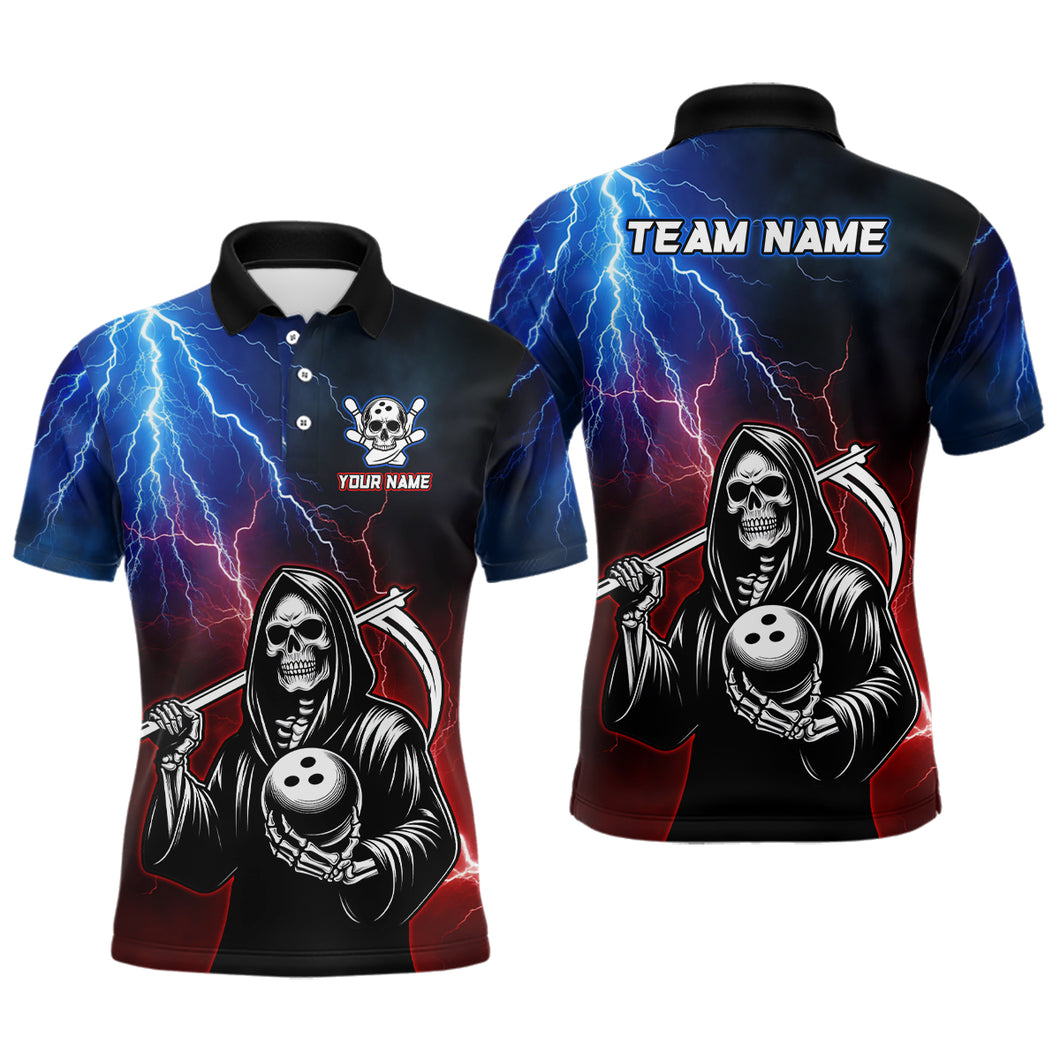 Thunder Bowling Shirt| Grim Reaper Bowling Jersey, Custom Bowling for Men Polo Bowling Shirt QZT405