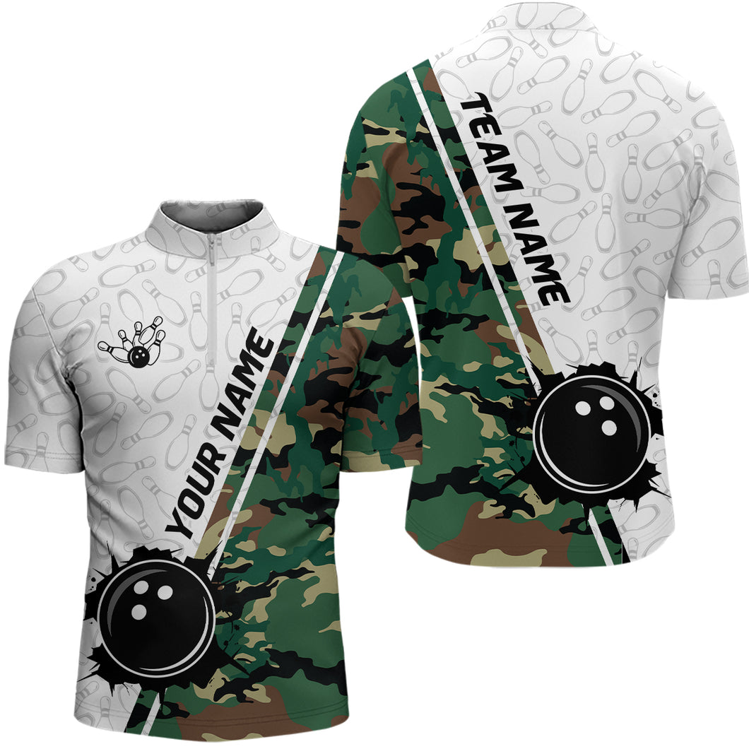 Personalized Bowling Shirts for Men Camouflage 1/4 Zip Bowling Team Jersey QZT441