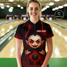 Load image into Gallery viewer, Custom Red Funny Vampire Thunder Bowling Shirt Polo &amp; 1/4-Zip Bowling League Jersey for Women Outfit QZT753