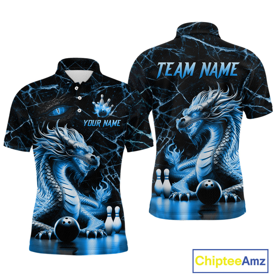 Ice Dragon Bowling Shirt Custom Bowling Team League Polo Bowling Jersey Bowlers Gift QZT692