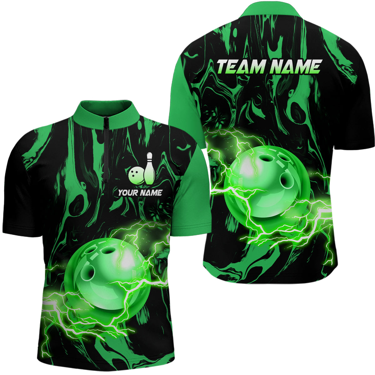 Custom Men Bowling Shirts Quarter Zip Bowling Jersey Multicolor League QZT484