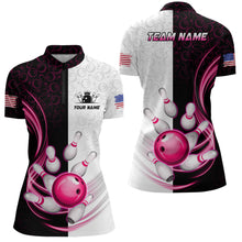 Load image into Gallery viewer, Custom Bowling Shirts for Women Camo Bowling Jersey 1/4 Zip Bowling Team League QZT449