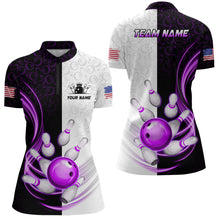 Load image into Gallery viewer, Custom Bowling Shirts for Women Camo Bowling Jersey 1/4 Zip Bowling Team League QZT449