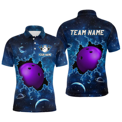 Custom 3D Bowling Polo Shirt Purple & Blue Bowling Team Jersey Unisex Bowling Outfit QZT584