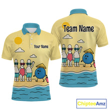 Load image into Gallery viewer, Summer Bowling Shirt Custom Polo Bowling Jersey Funny Bowling Pins and Ball QZT695