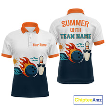 Load image into Gallery viewer, Personalized Flame Bowling Shirt Polo Bowling Summer with Team Name Gift for Bowlers QZT697